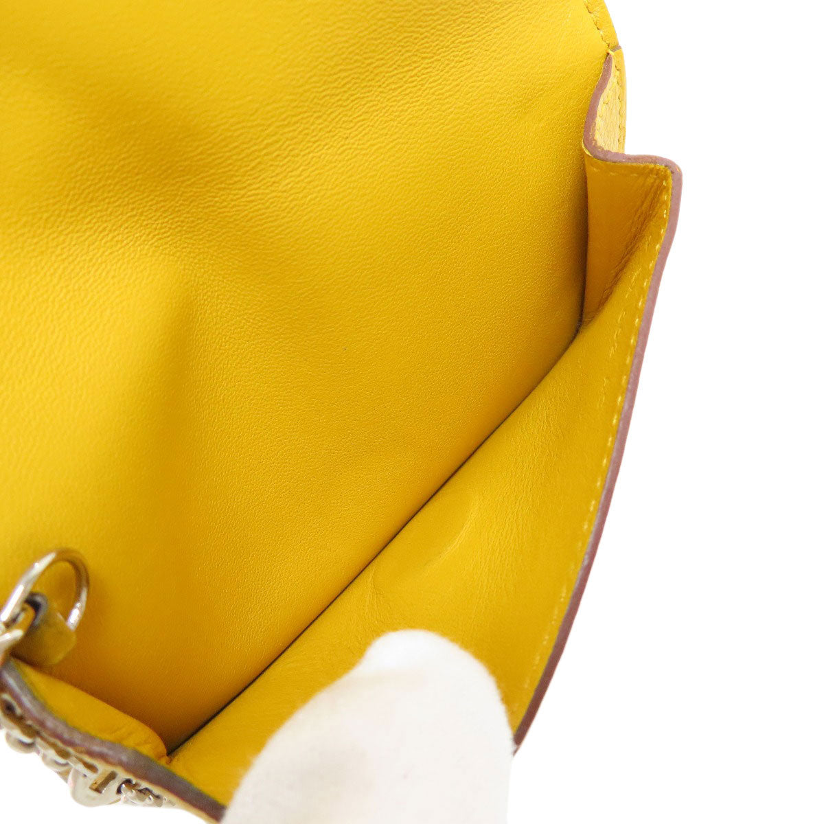 HERMES Coin case Shave yellow Dogon SilverMetal