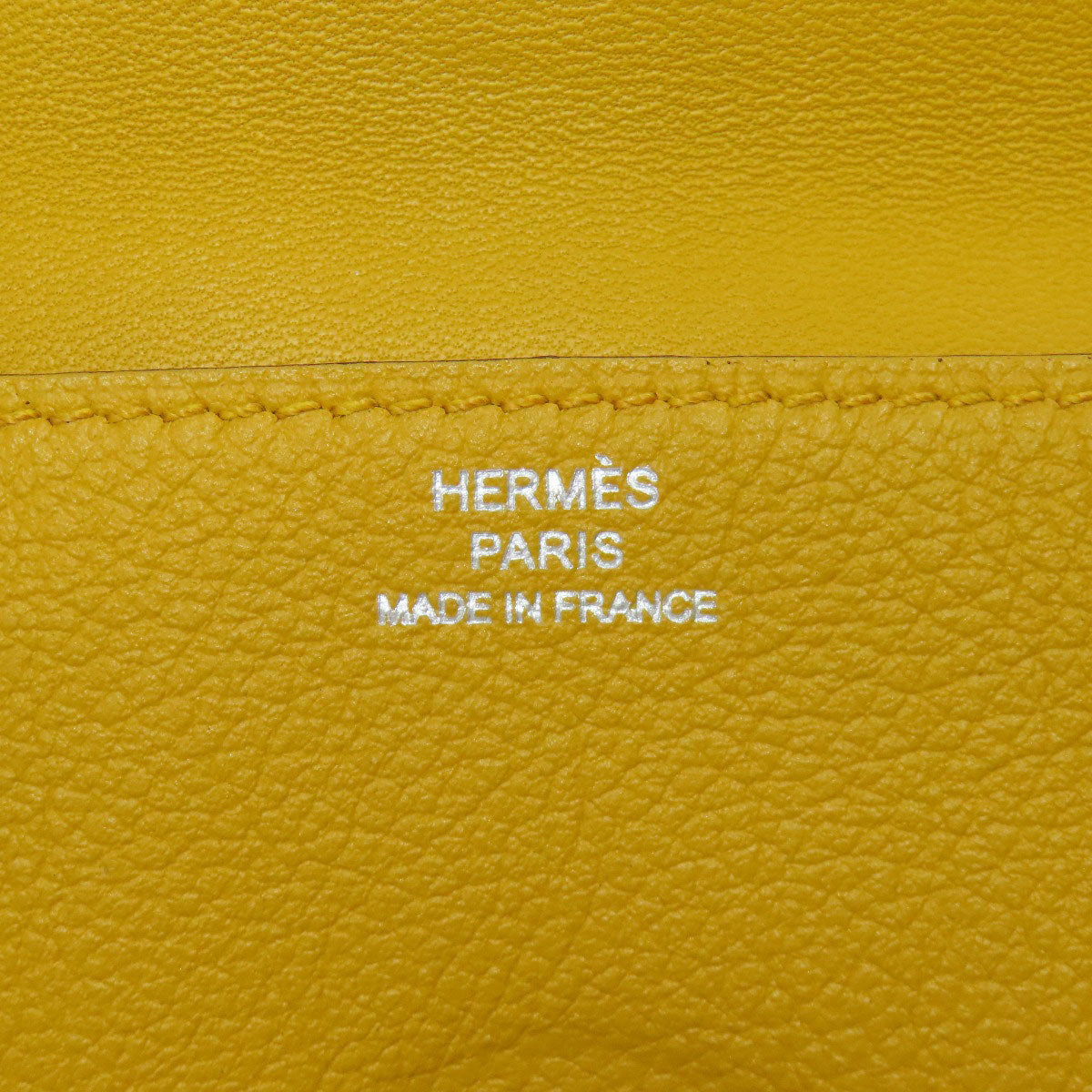 HERMES Coin case Shave yellow Dogon SilverMetal