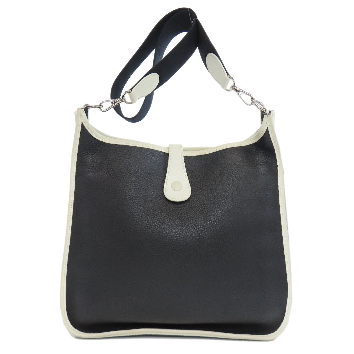 HERMES Shoulder Bag Taurillon Clemence black Evelyn PM SilverMetal