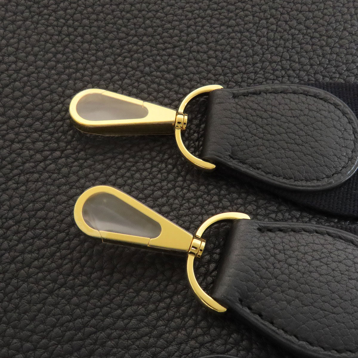 HERMES Shoulder Bag Togo black Evelyn 1 GM Gold Metal Women Used