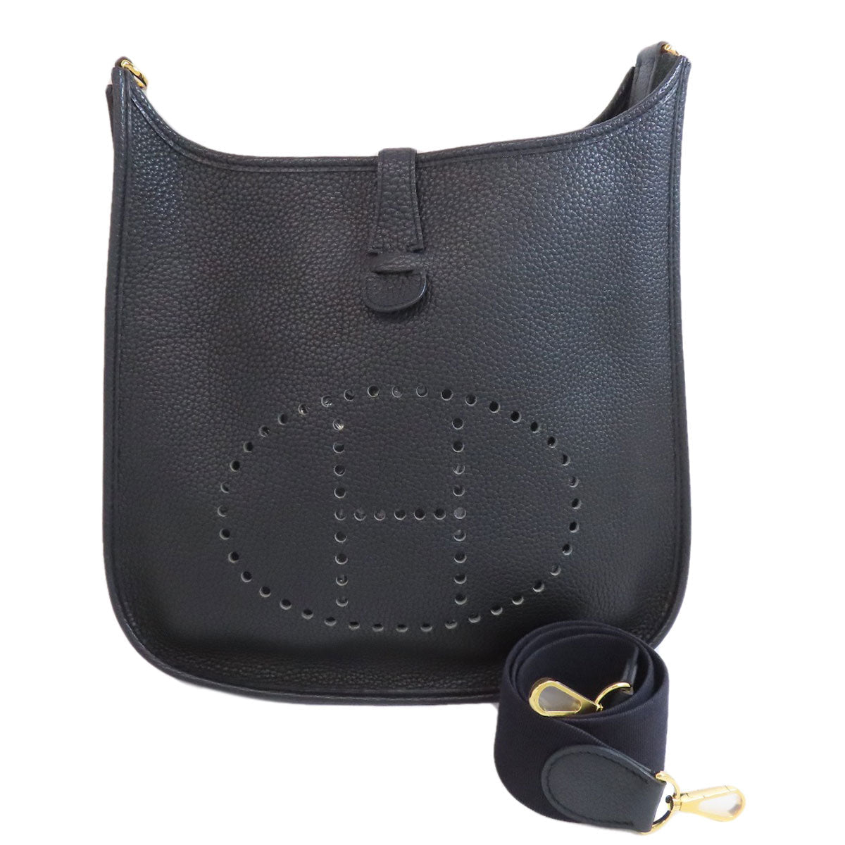 HERMES Shoulder Bag Togo black Evelyn 1 GM Gold Metal Women Used