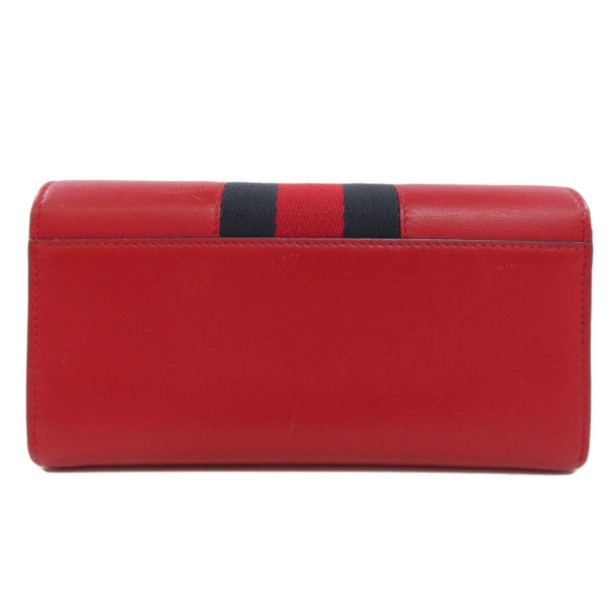 GUCCI Long Wallet Purse 476084 leather Red Sylvie Continental Women Used