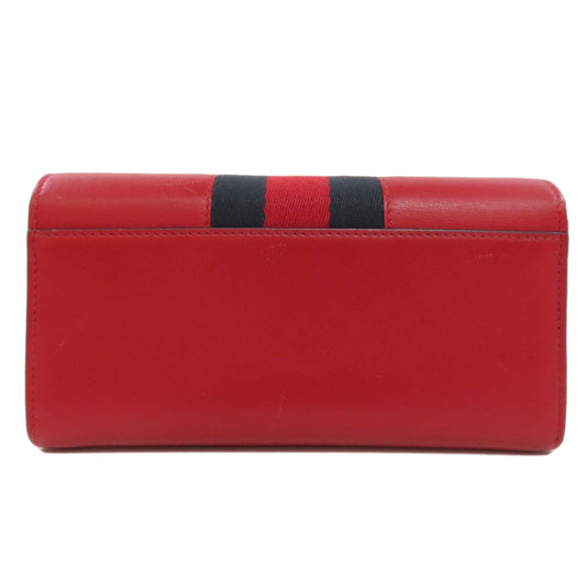 GUCCI Long Wallet Purse 476084 leather Red Sylvie Continental Women Used