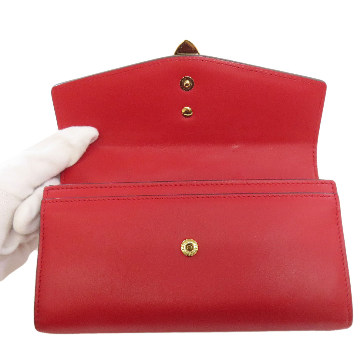 GUCCI Long Wallet Purse 476084 leather Red Sylvie Continental Women Used