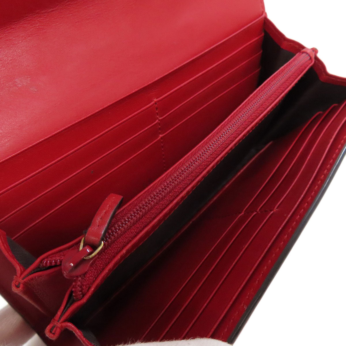 GUCCI Long Wallet Purse 476084 leather Red Sylvie Continental Women Used