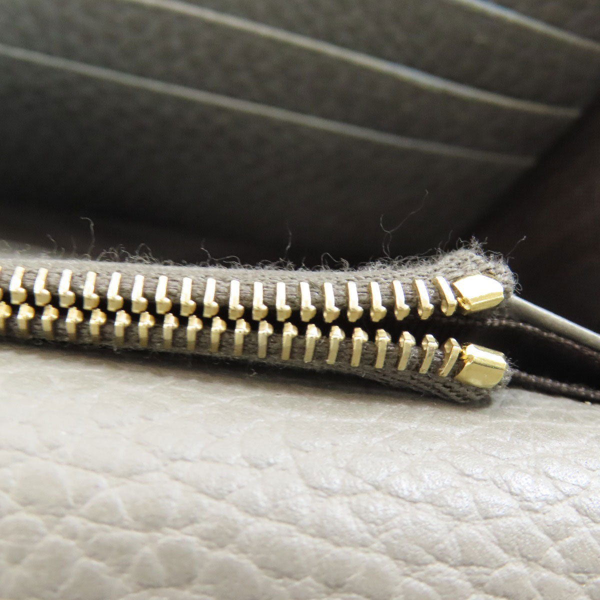 GUCCI Long Wallet Purse 510314 leather gray Outlet Chain Wallet Interlocking G Women Used