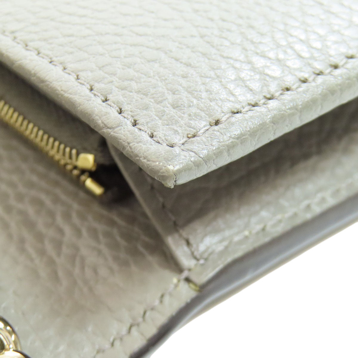 GUCCI Long Wallet Purse 510314 leather gray Outlet Chain Wallet Interlocking G Women Used