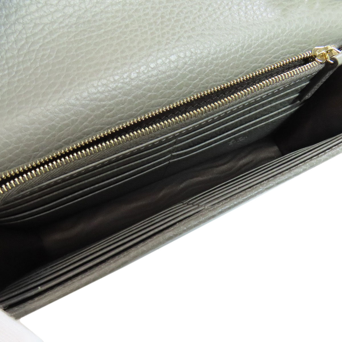 GUCCI Long Wallet Purse 510314 leather gray Outlet Chain Wallet Interlocking G Women Used