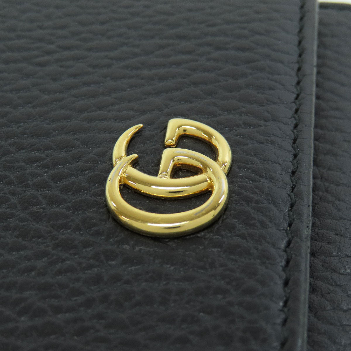 GUCCI Bifold Wallet 474746 leather black GG Marmont Tri-Fold Wallet Women Used