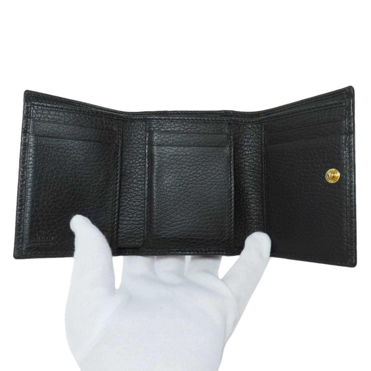 GUCCI Bifold Wallet 474746 leather black GG Marmont Tri-Fold Wallet Women Used