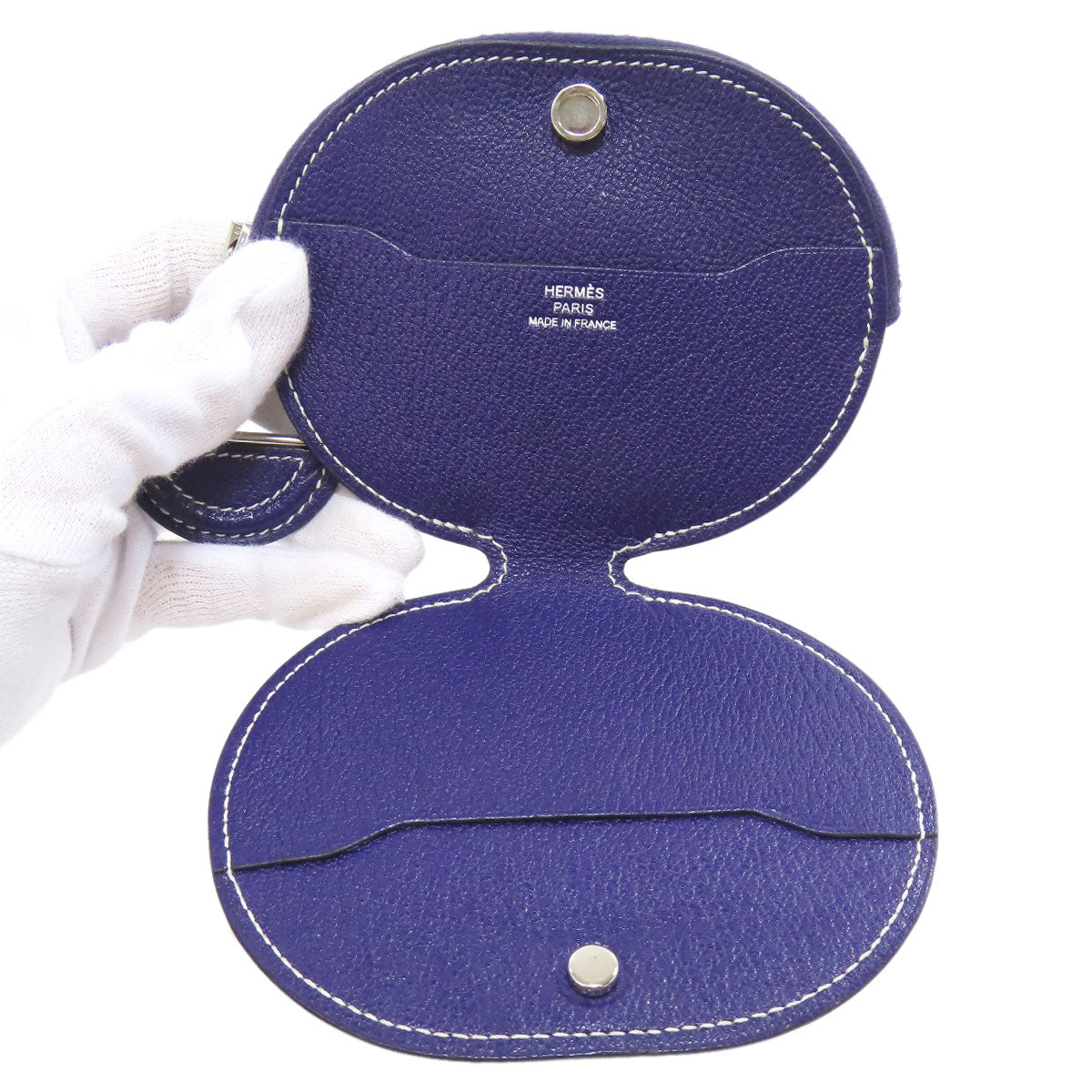 HERMES Coin case Shave Navy In-the-Loop SilverMetal