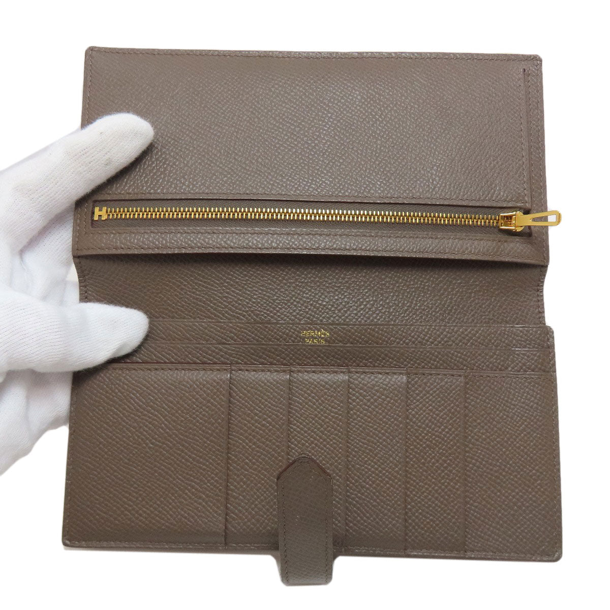 HERMES Long Wallet Purse Epsom beige