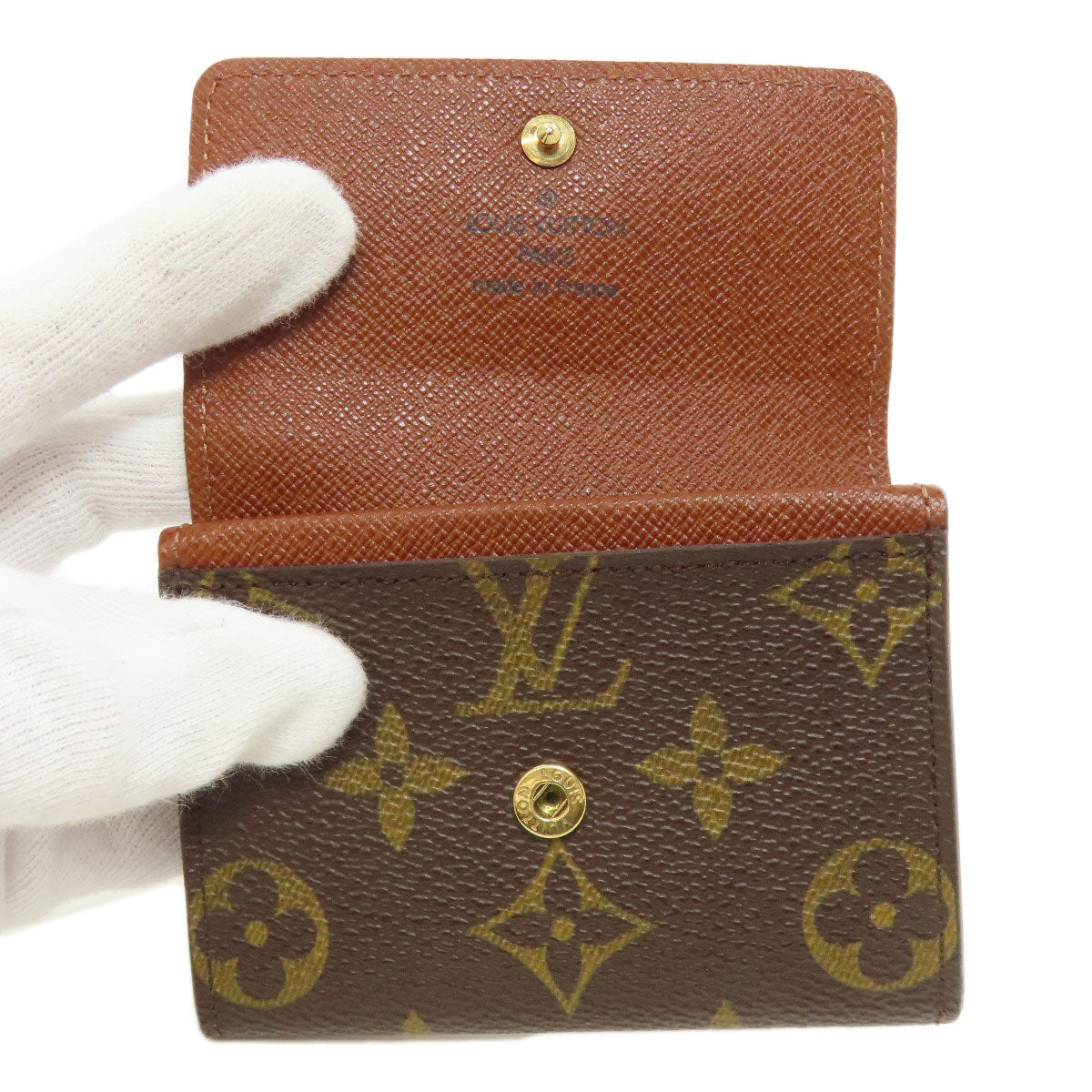 LOUIS VUITTON Coin case M61930 Monogram canvas Brown Portonet Plat Women Used