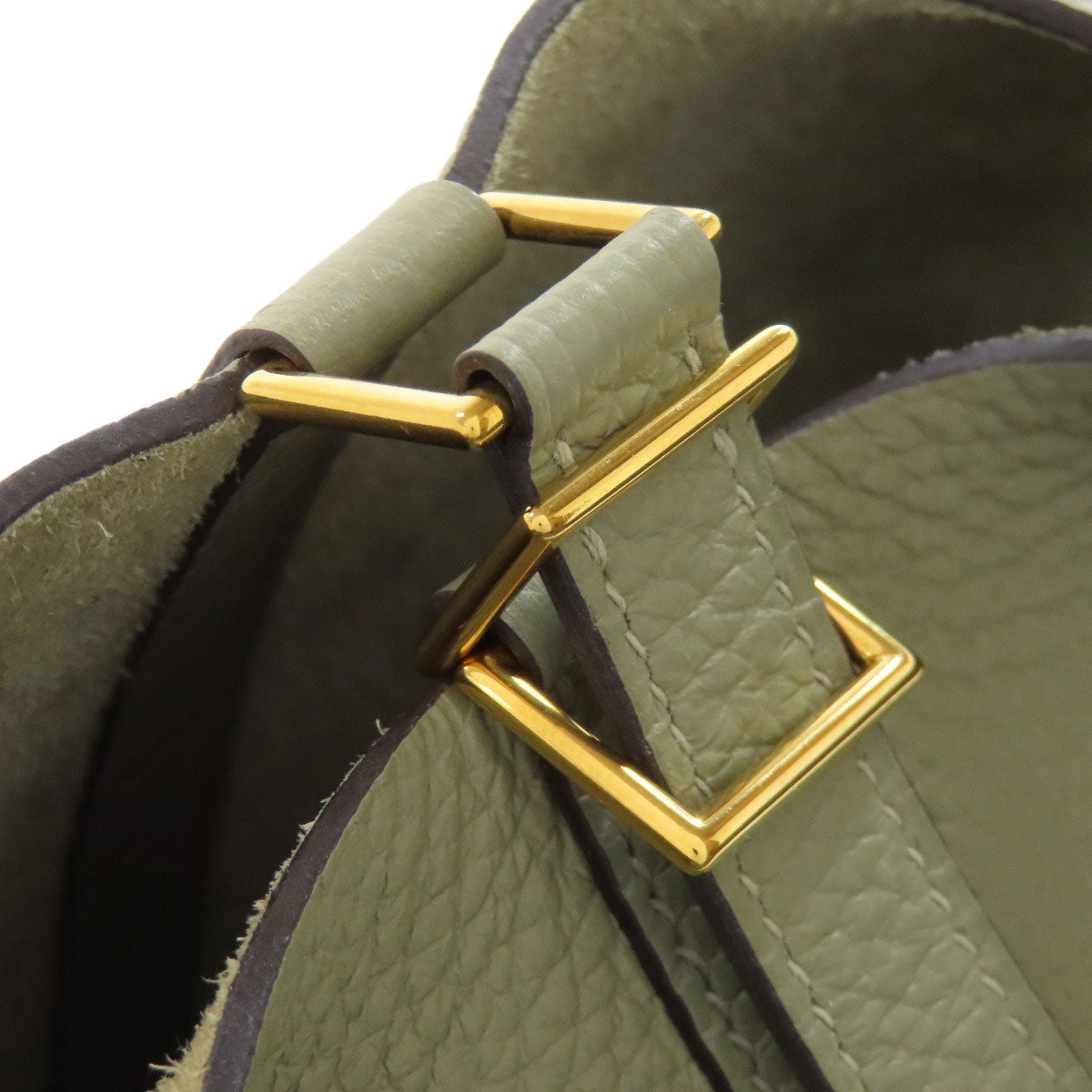 HERMES Handbag Taurillon Clemence green Picotin Lock PM Gold Metal Women Used