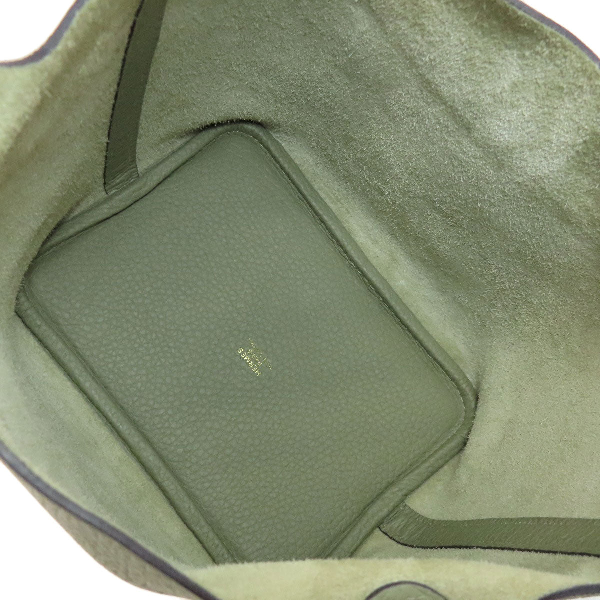 HERMES Handbag Taurillon Clemence green Picotin Lock PM Gold Metal Women Used