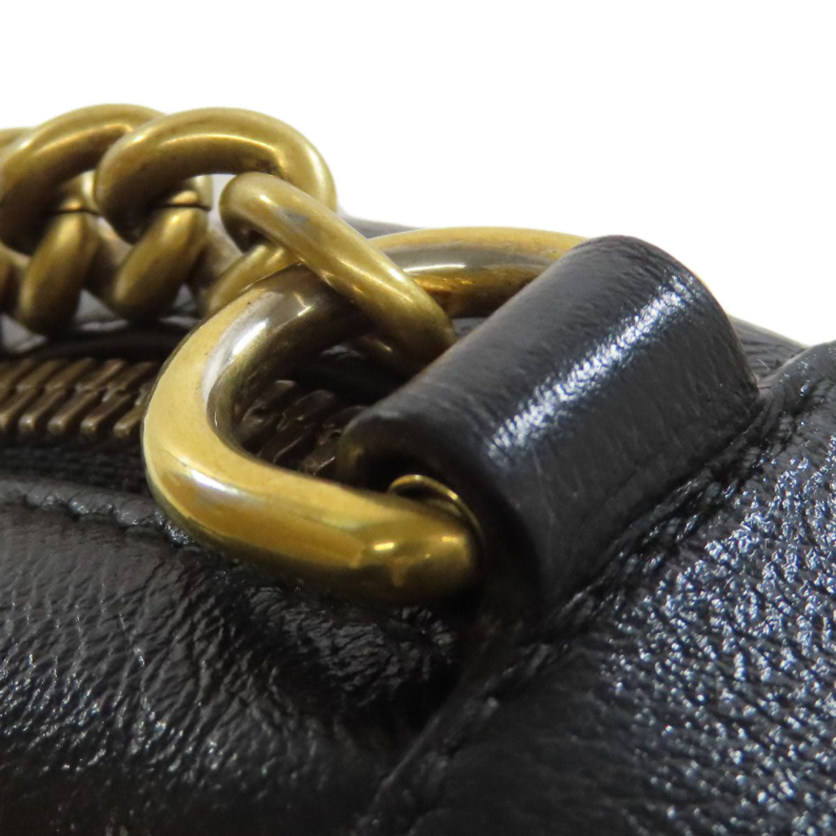 GUCCI Shoulder Bag 550154 leather black Round Chain Shoulder Women Used