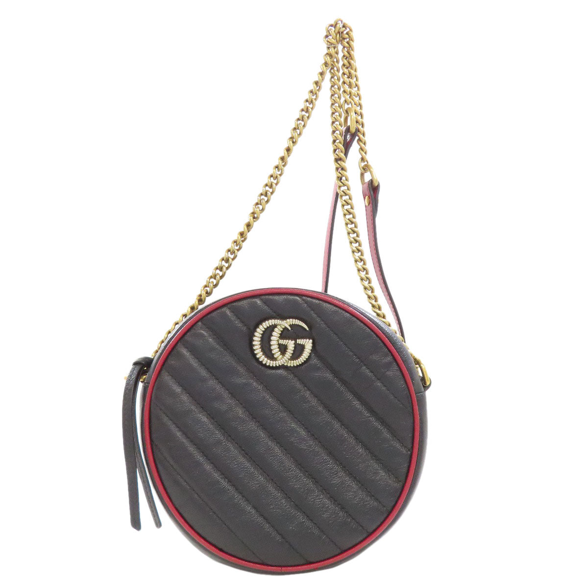 GUCCI Shoulder Bag 550154 leather black Round Chain Shoulder Women Used