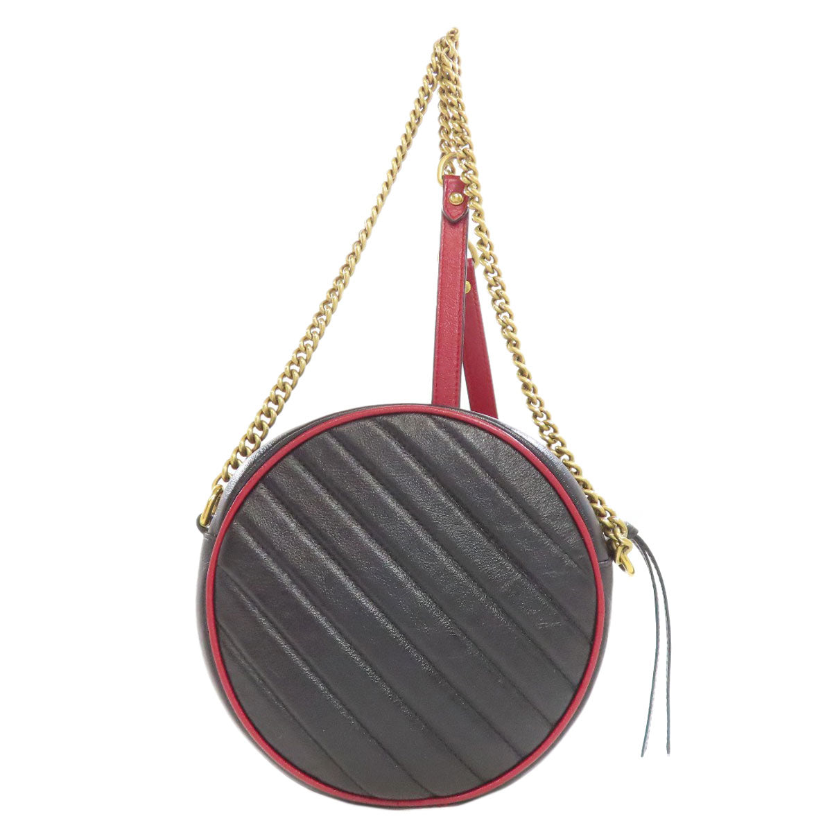 GUCCI Shoulder Bag 550154 leather black Round Chain Shoulder Women Used
