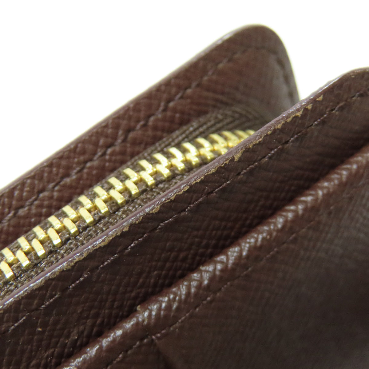 LOUIS VUITTON Bifold Wallet M61668 Damier canvas Brown Compact zip Women Used