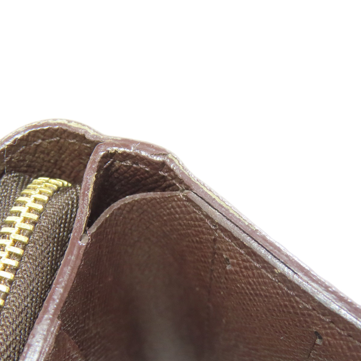 LOUIS VUITTON Bifold Wallet M61668 Damier canvas Brown Compact zip Women Used