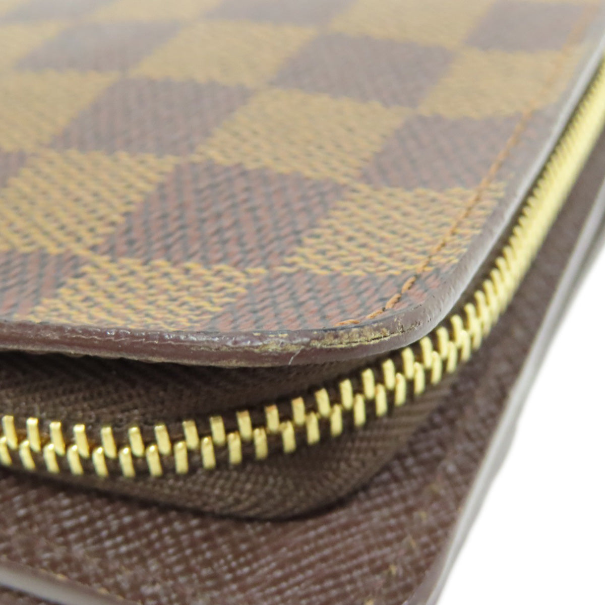 LOUIS VUITTON Bifold Wallet M61668 Damier canvas Brown Compact zip Women Used