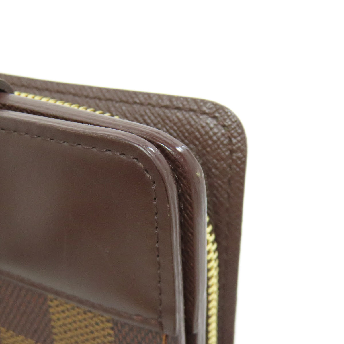 LOUIS VUITTON Bifold Wallet M61668 Damier canvas Brown Compact zip Women Used