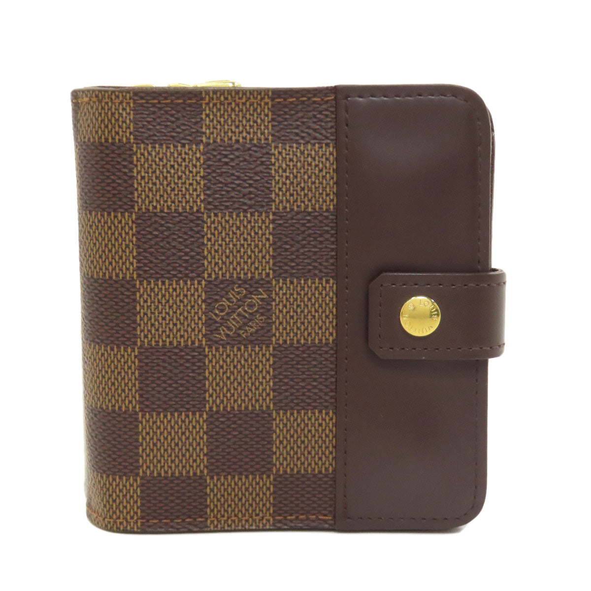 LOUIS VUITTON Bifold Wallet M61668 Damier canvas Brown Compact zip Women Used