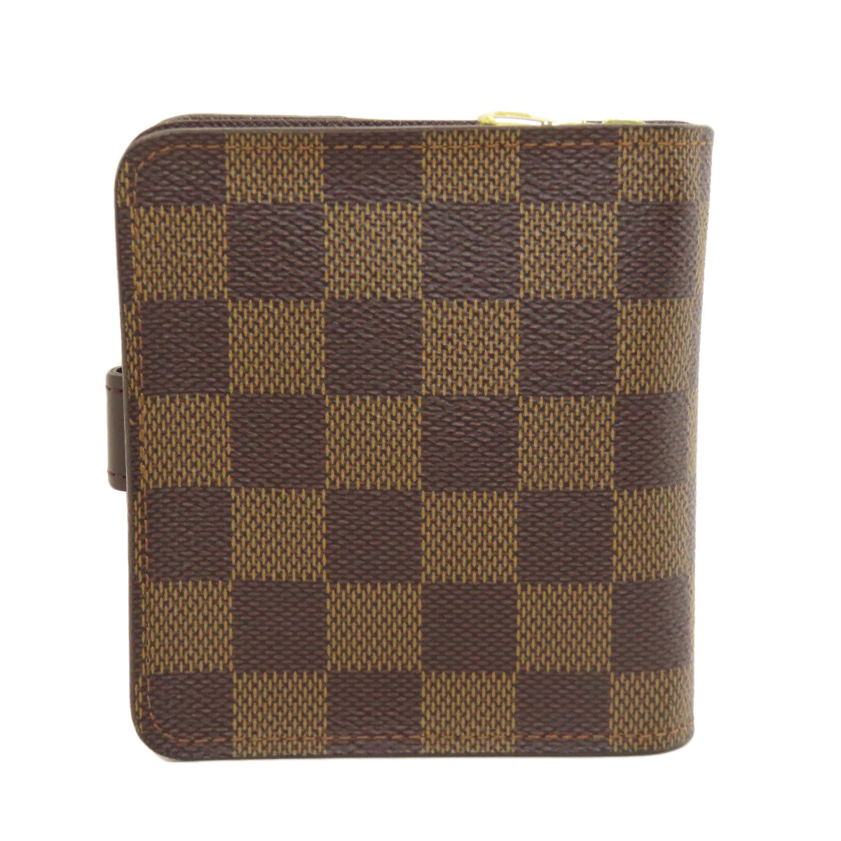 LOUIS VUITTON Bifold Wallet M61668 Damier canvas Brown Compact zip Women Used