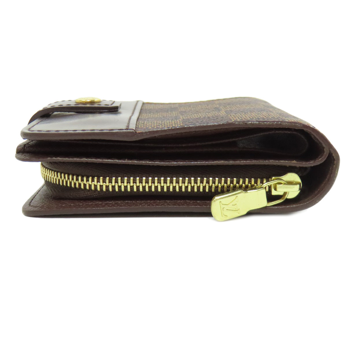 LOUIS VUITTON Bifold Wallet M61668 Damier canvas Brown Compact zip Women Used