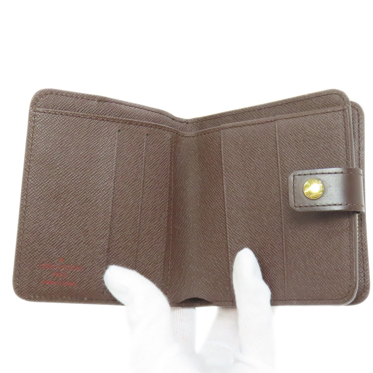 LOUIS VUITTON Bifold Wallet M61668 Damier canvas Brown Compact zip Women Used