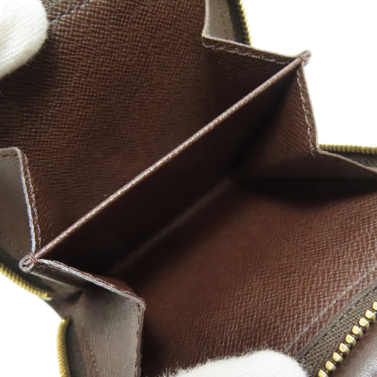 LOUIS VUITTON Bifold Wallet M61668 Damier canvas Brown Compact zip Women Used