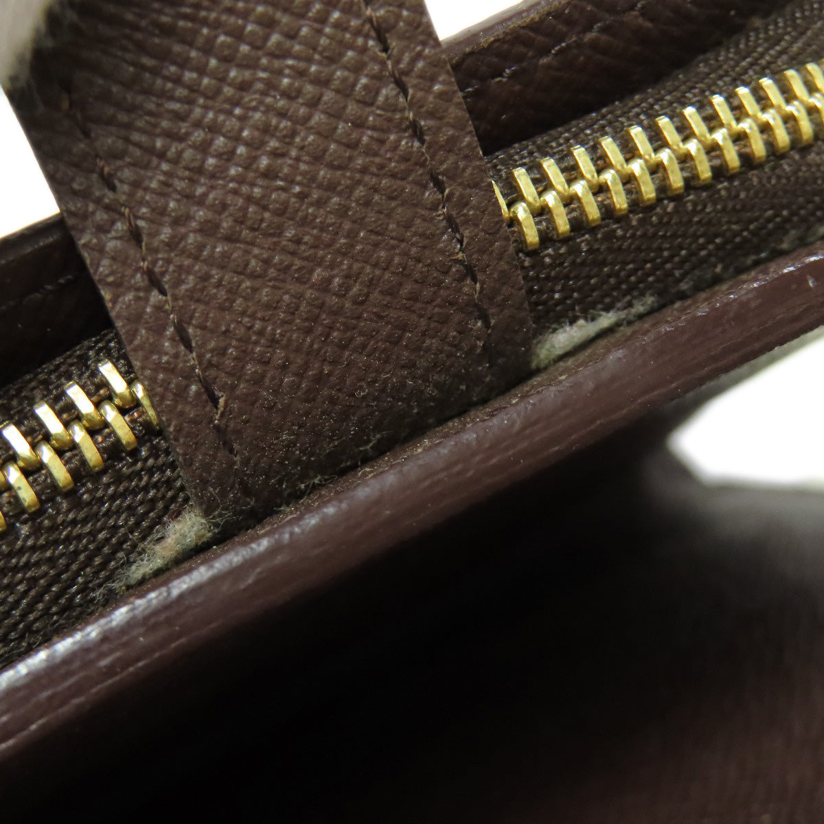 LOUIS VUITTON Bifold Wallet M61668 Damier canvas Brown Compact zip Women Used
