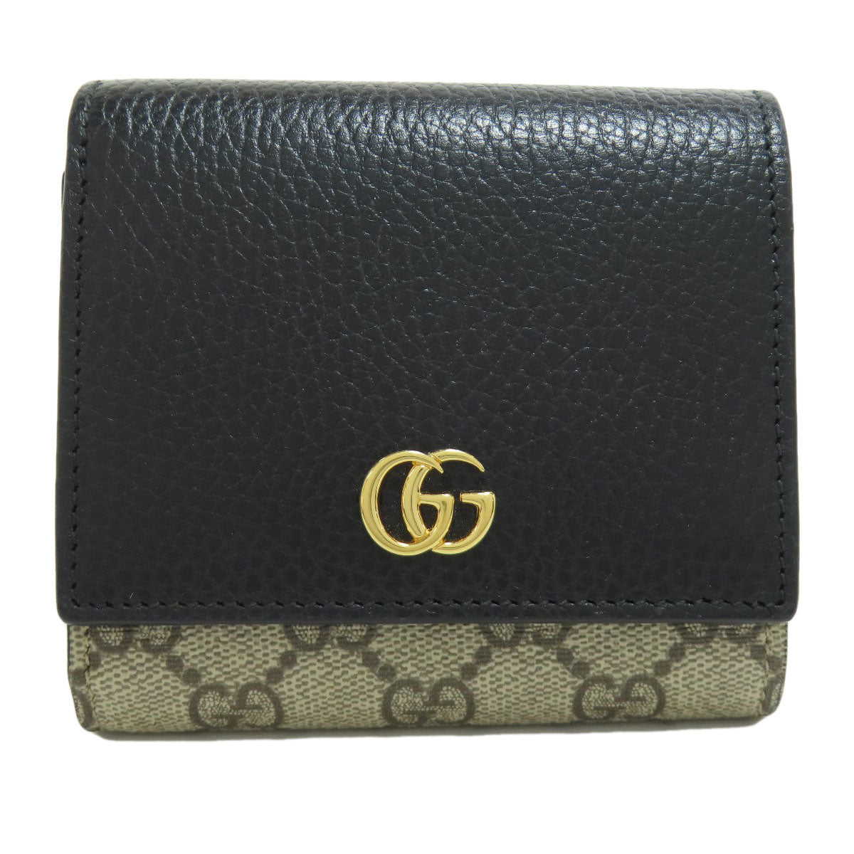 GUCCI Bifold Wallet 598587 leather black Double G Bicolor Medium Wallet Women Used