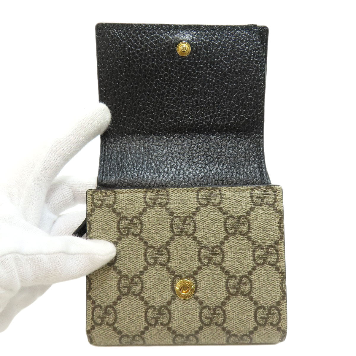 GUCCI Bifold Wallet 598587 leather black Double G Bicolor Medium Wallet Women Used