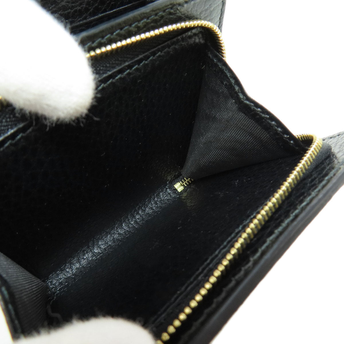 GUCCI Bifold Wallet 598587 leather black Double G Bicolor Medium Wallet Women Used