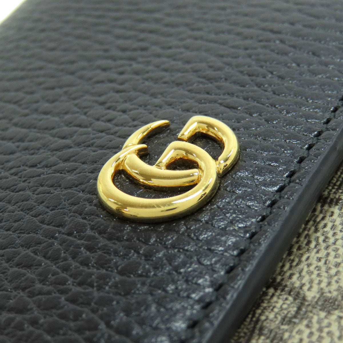 GUCCI Bifold Wallet 598587 leather black Double G Bicolor Medium Wallet Women Used