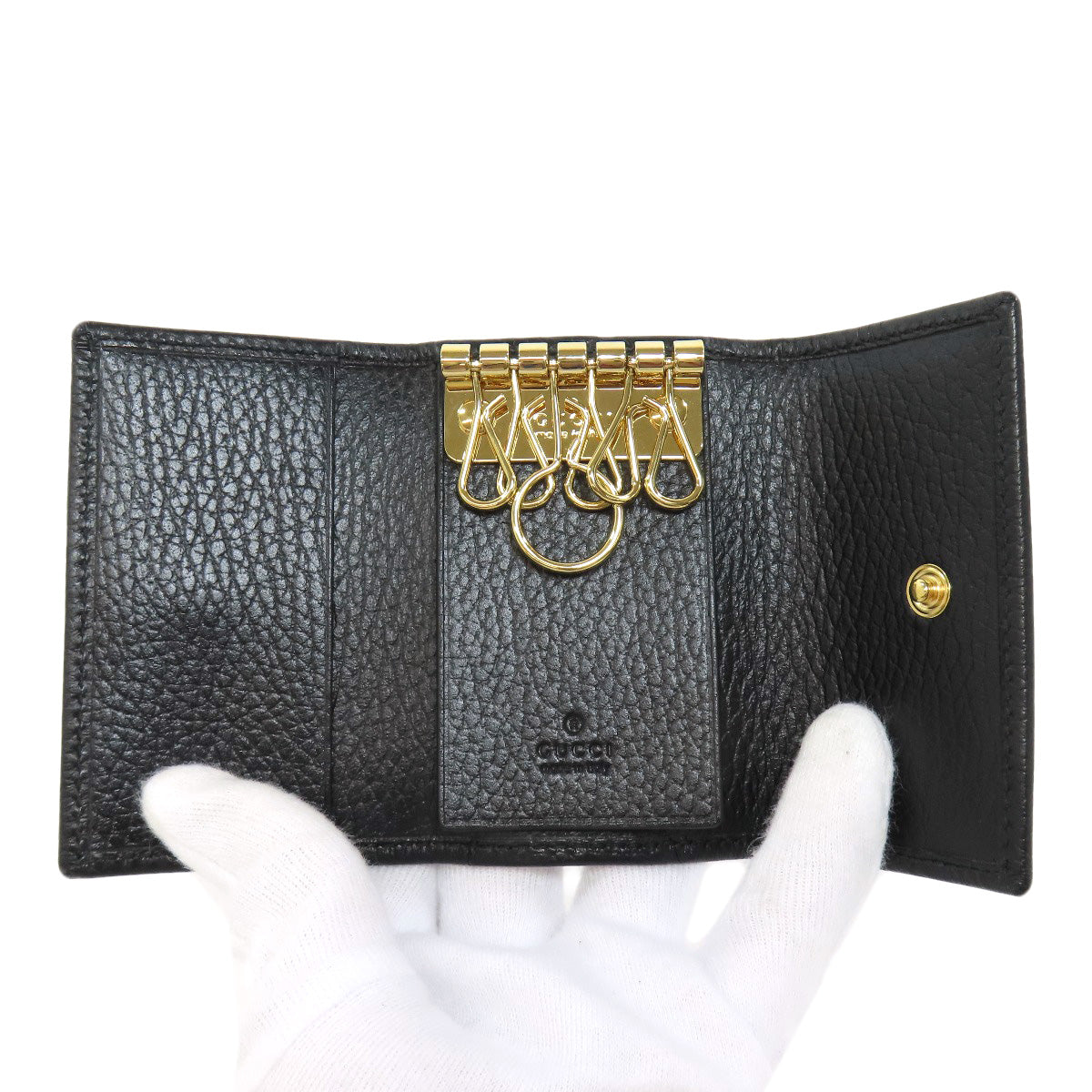 GUCCI Key case Key holder  456118 leather black Double G Women Used
