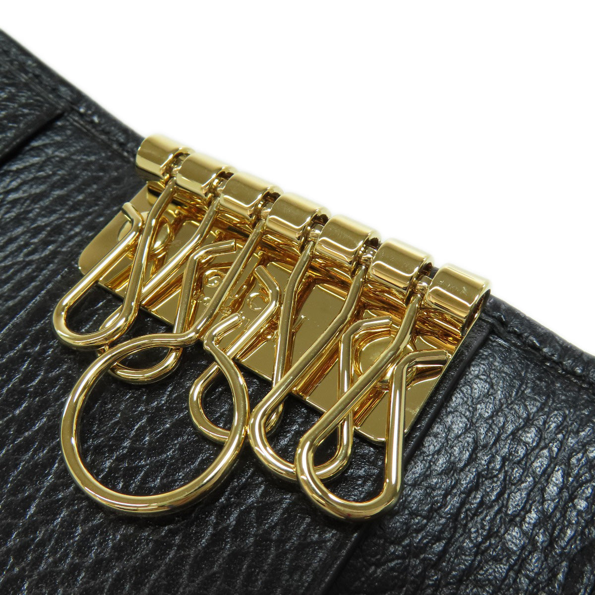 GUCCI Key case Key holder  456118 leather black Double G Women Used