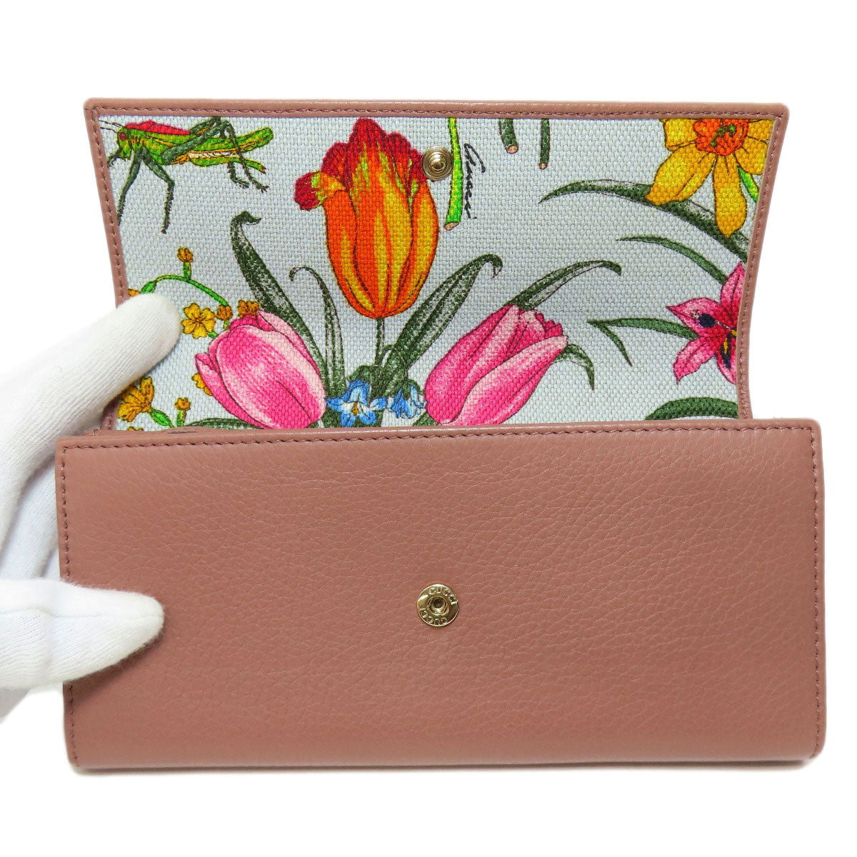 GUCCI Long Wallet Purse 376186 leather pink Swing Women Used