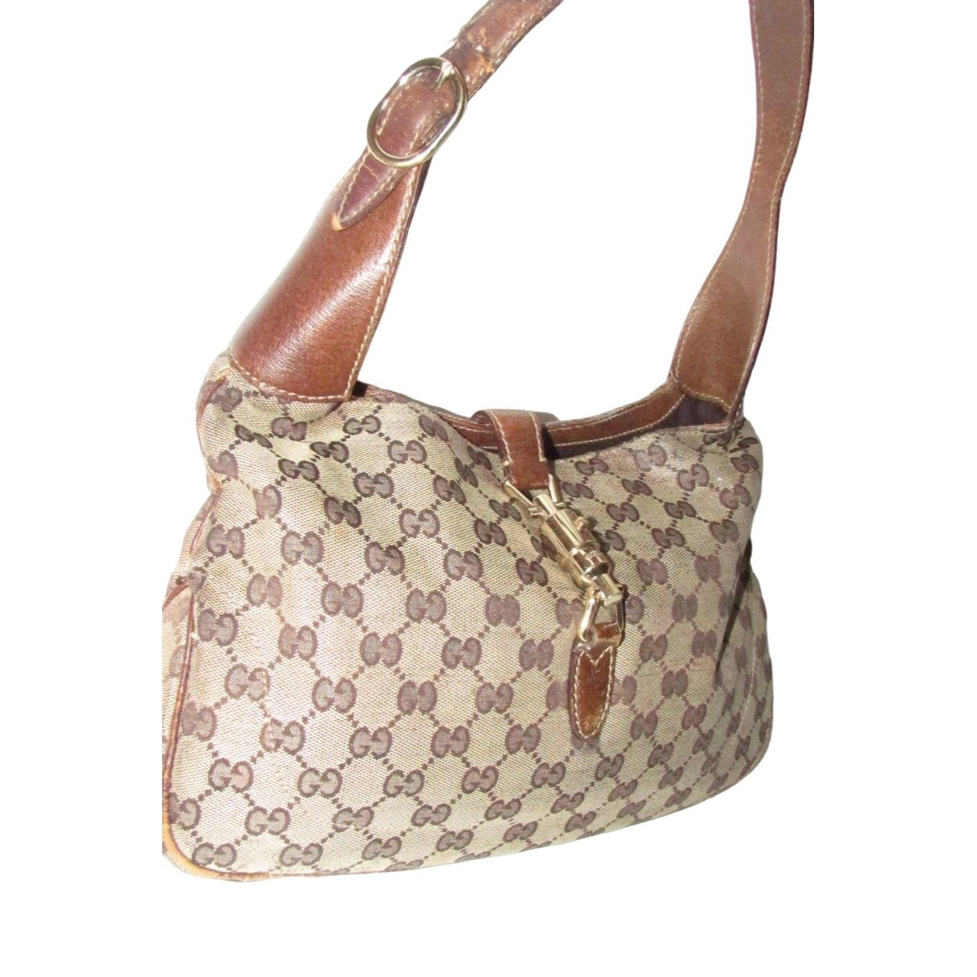 Gucci brown Guccissima print XL Jackie hobo with a gold piston clasp!