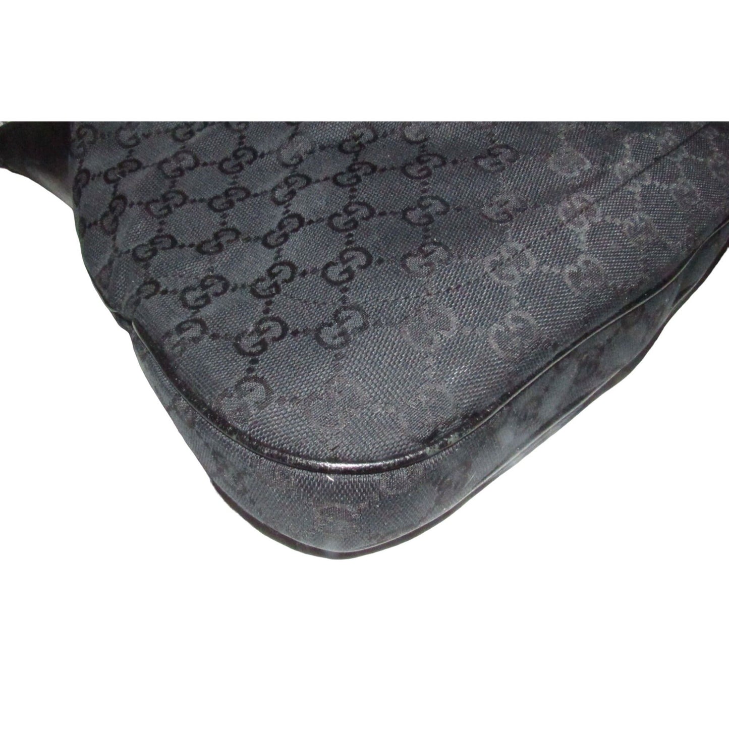 Gucci, large size, black Guccissima print & black leather, 1961 Jackie hobo style, shoulder bag with a gold piston closure