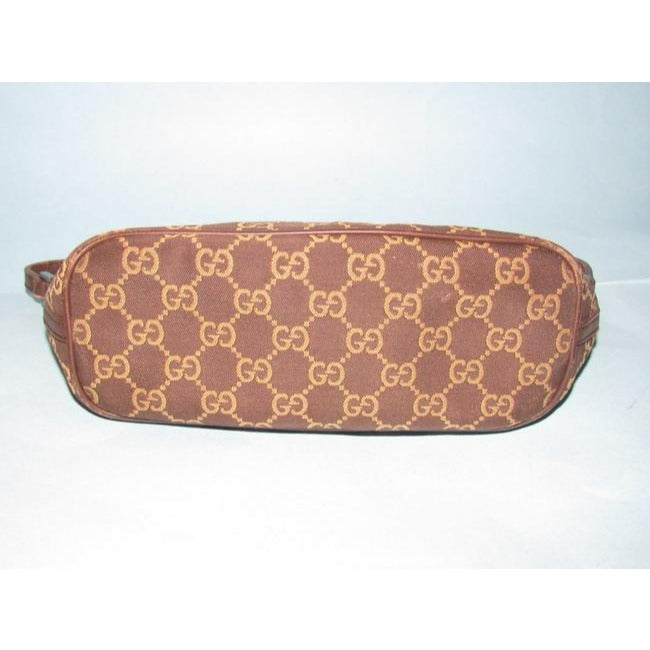 Gucci Vintage Camel Large G Logo Print On Brown Canvas And Brown Leather