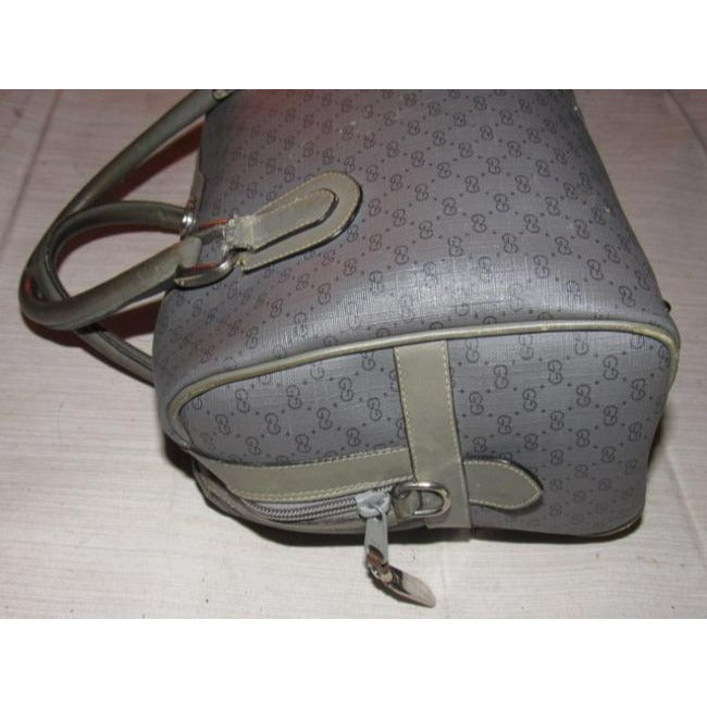 Gucci Vintage Pursesdesigner Purses Dark Grey Small G Logo Print On Lighter Grey Coated Canvas And G