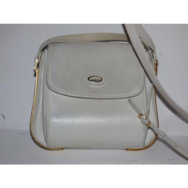 Gucci Vintage White With Bold Gold Accents Leather Shoulder Bag