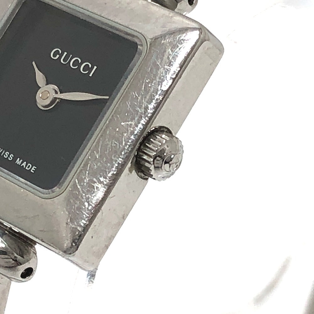 GUCCI Watches Quartz Stainless Steel Silver 1900L Bungle Square black dial Women Used