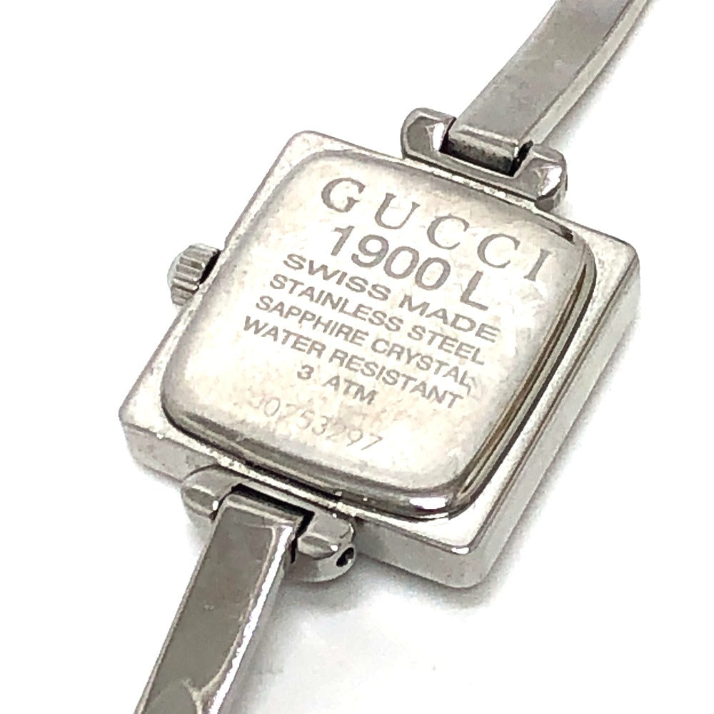 GUCCI Watches Quartz Stainless Steel Silver 1900L Bungle Square black dial Women Used