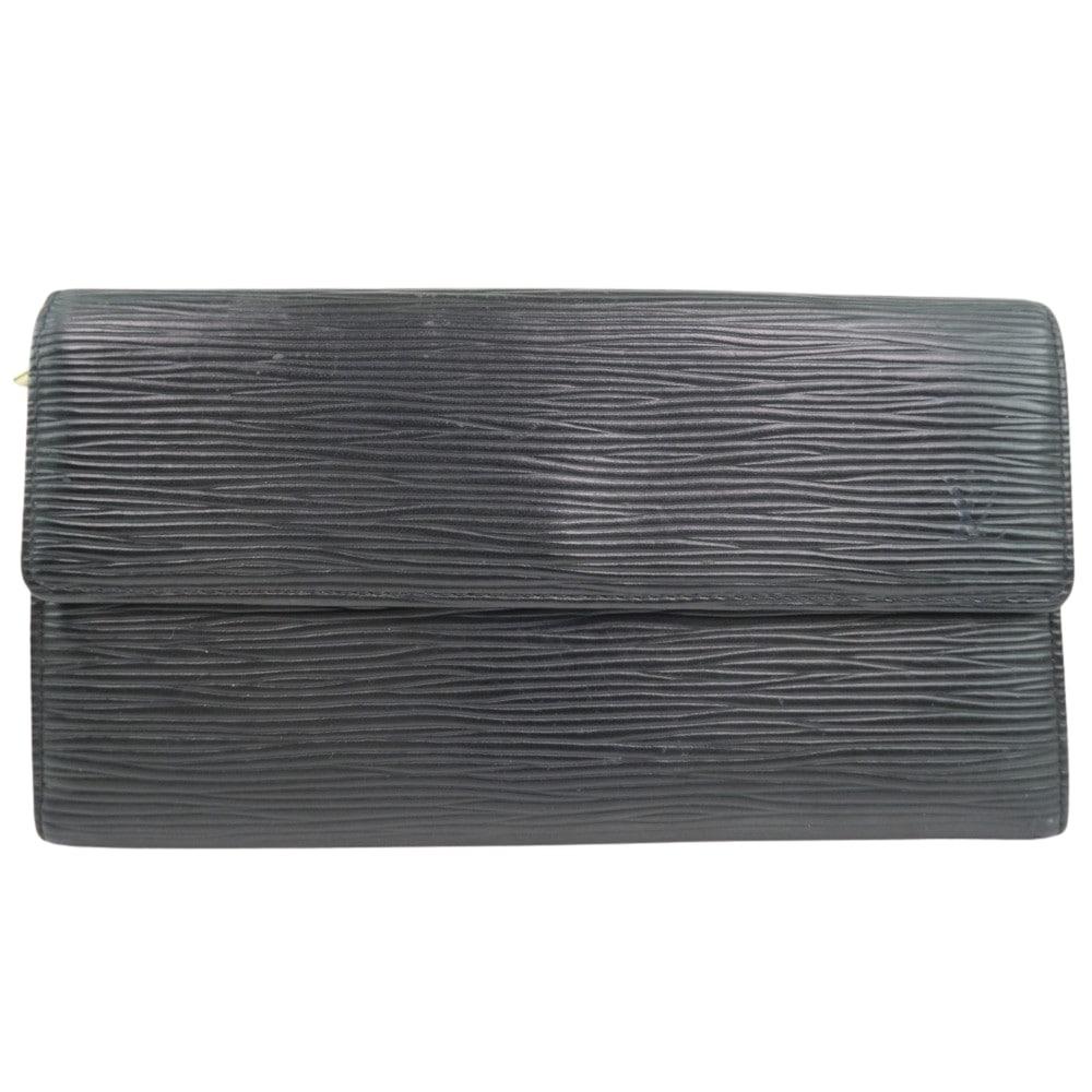 Louis Vuitton Black Leather Portefeuille Sarah wallet accessories