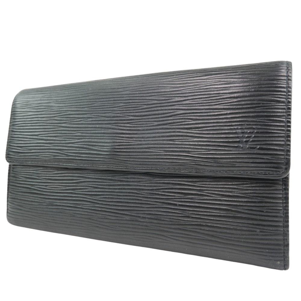 Louis Vuitton Black Leather Portefeuille Sarah wallet accessories