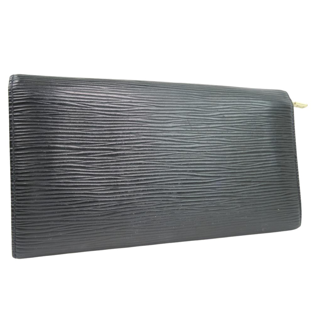 Louis Vuitton Black Leather Portefeuille Sarah wallet accessories