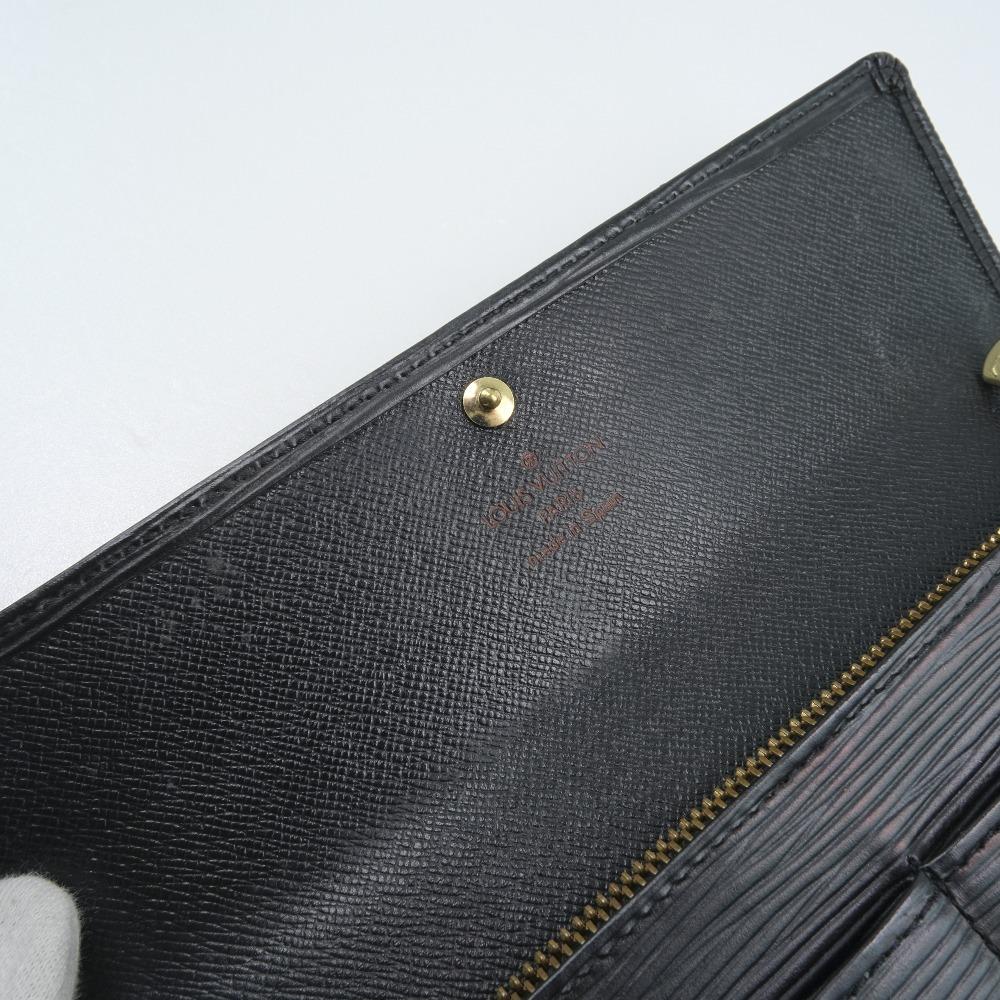 Louis Vuitton Black Leather Portefeuille Sarah wallet accessories